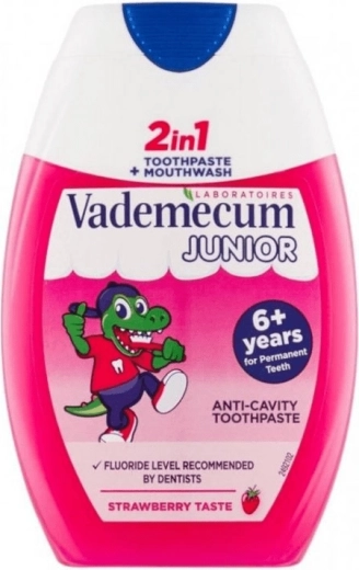 Vademecum Junior 2en1 dentifrice pour enfants à la fraise et bain de bouche 75 ml