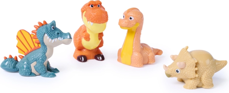 4 figurines de dinosaures avec base à bille