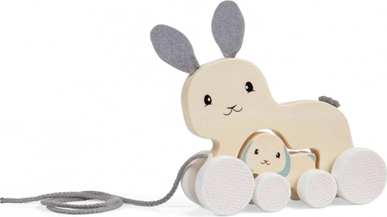 Lapin à tirer en bois avec son petit BIGJIGS TOYS