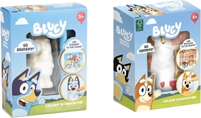 Bluey figurine souple squishy à colorier