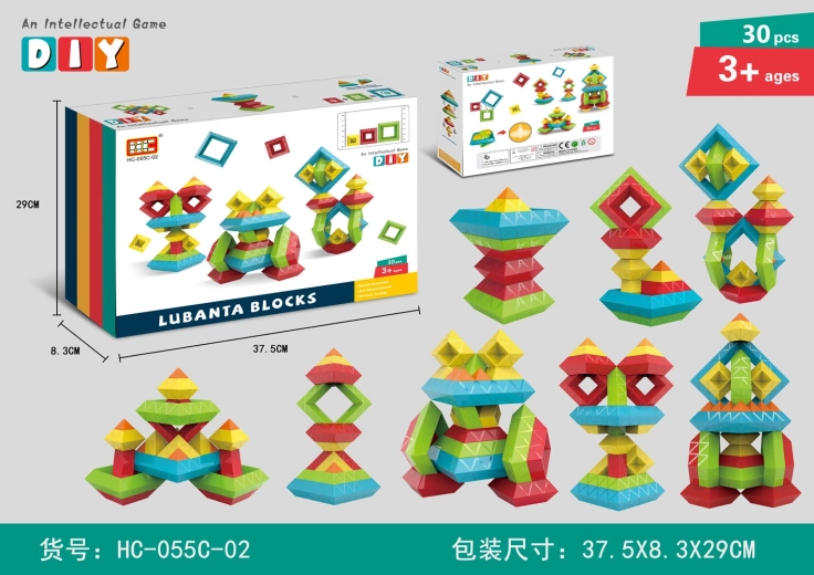 Blocs de construction 3D colorés pour assembler des formes (30 pièces)
