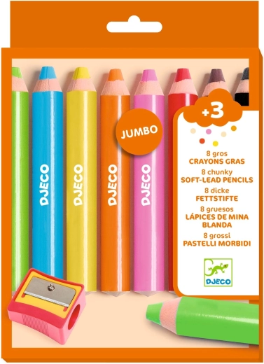 DJECO crayons de couleur éclatants, 8 pièces