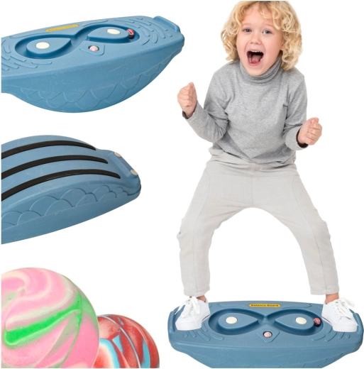 Planche d'équilibre pour enfants avec labyrinthe à billes bleue