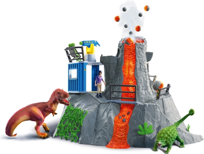 Schleich Dinosaurs volcan avec dinosaures et chercheuse Yuki