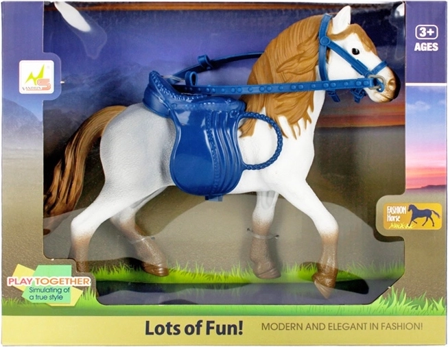 Petit cheval avec accessoires – figurine en plastique avec selle et harnais