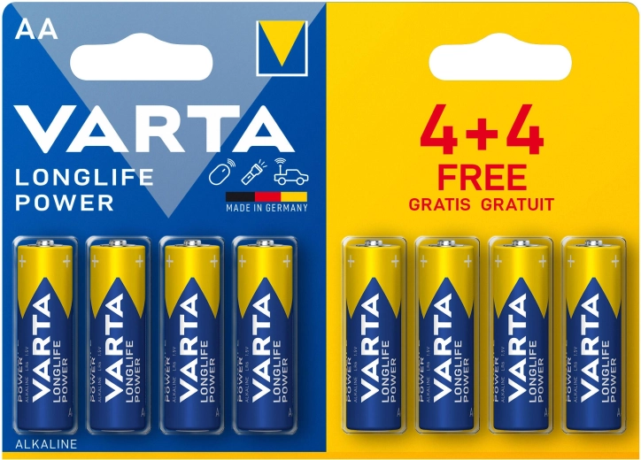 Piles alcalines AA Longlife Power Varta 8 pcs