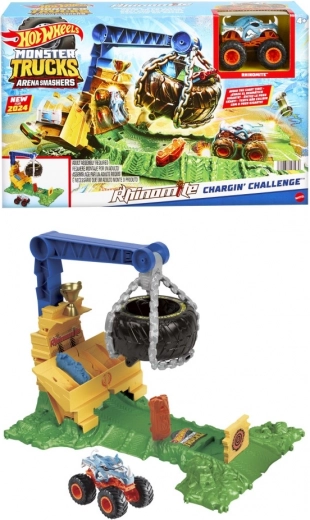 Hot Wheels Monster Trucks Arena Smashers Rhinomite – défi avec pneu destructeur
