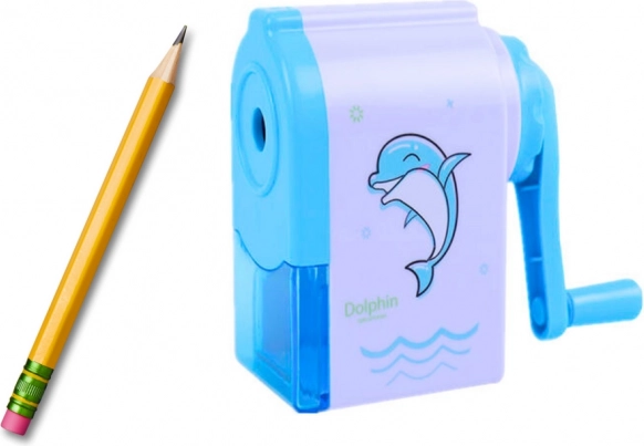 Taille-crayon à manivelle Dauphin Bleu