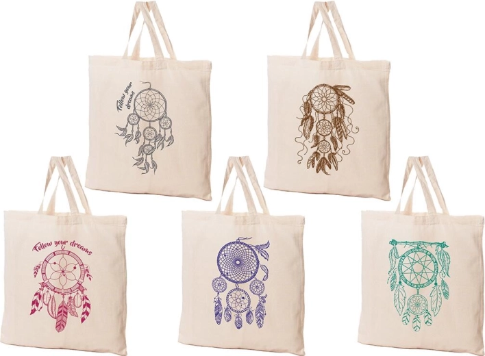 Sac de courses en coton Attrape-rêves 42 × 42 cm, crème