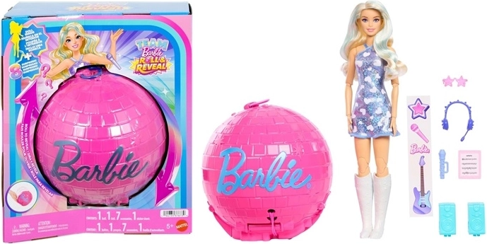 Barbie Team Roll and Reveal Popstar – poupée dans une boule surprise