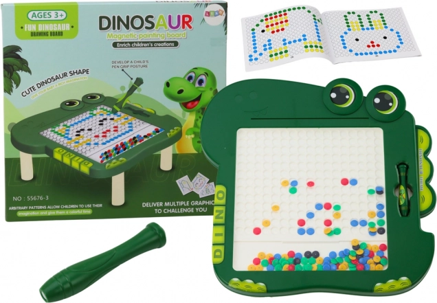 Tableau magnétique éducatif Dinosaure - Vert avec perles