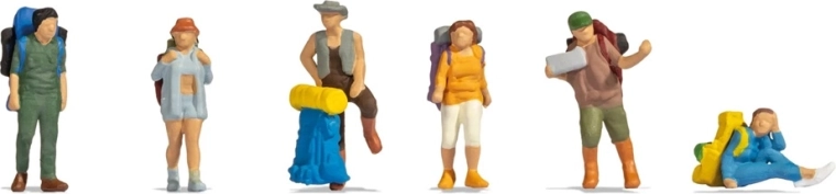 Noch set de figurines en voyage avec sac à dos (H0)