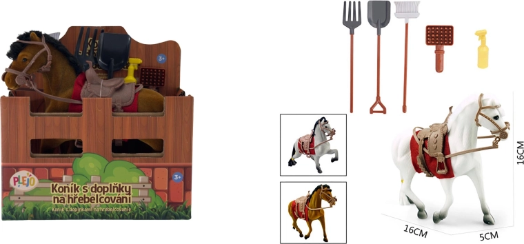 PLEJO cheval avec accessoires de pansage