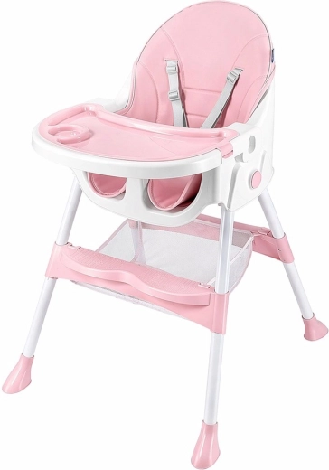 Chaise haute Baby Mix Nora, rose poudré