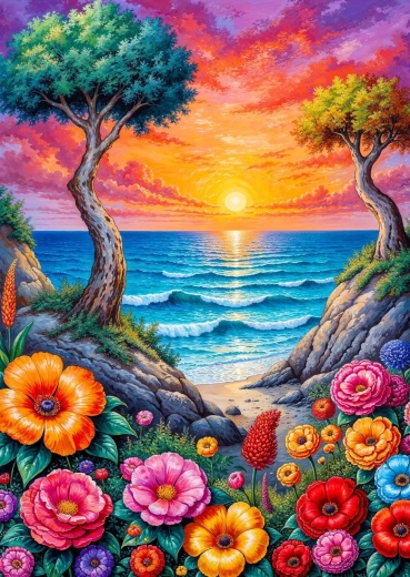 Puzzle Enjoy Côte fleurie 1000 pièces