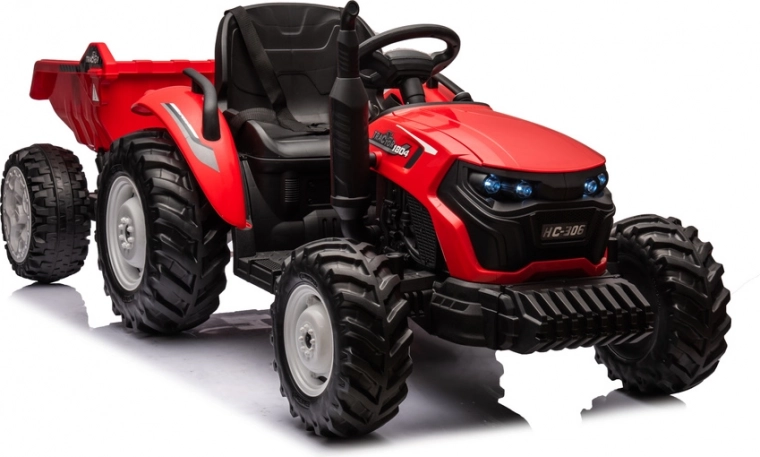 Tracteur à batterie HC-306 rouge avec remorque 24V