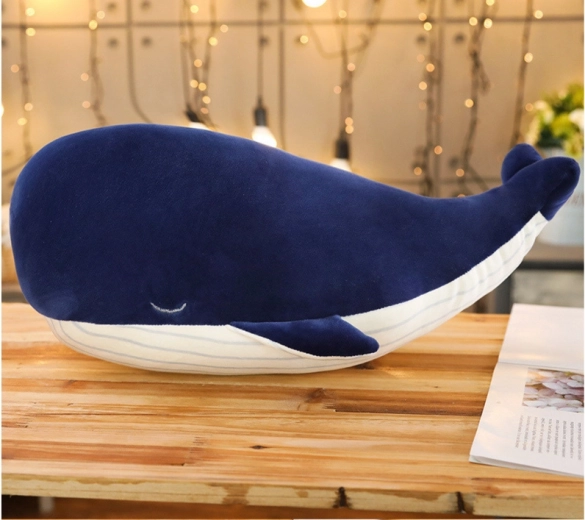 Peluche mascotte baleine bleu marine 45 cm