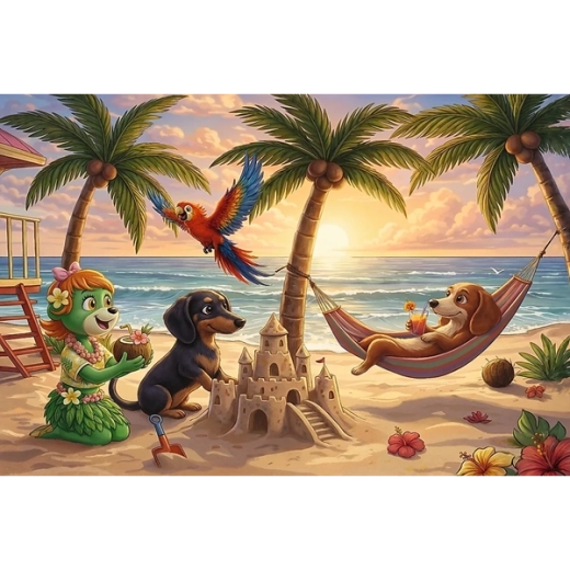 Joyeux motif de plage avec des blaireaux