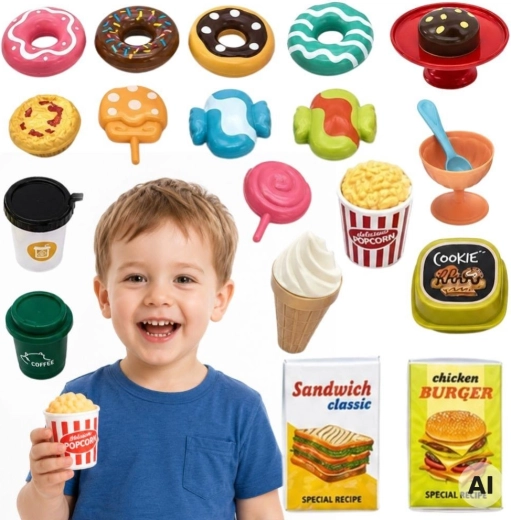 Woopie ensemble de sucreries et desserts pour café des enfants – 30 pièces