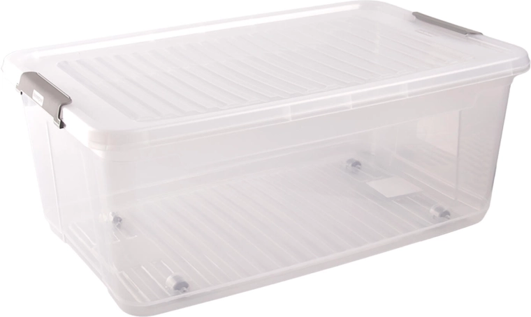Boîte de rangement 37 l avec couvercle et roulettes