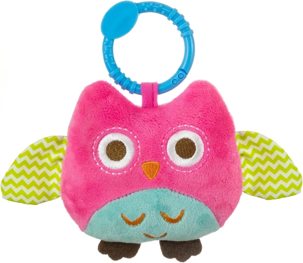 Hibou suspendu en peluche Happy Owl rose