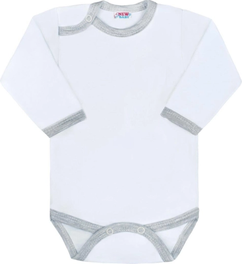 Body bébé à manches longues avec bordure grise NEW BABY