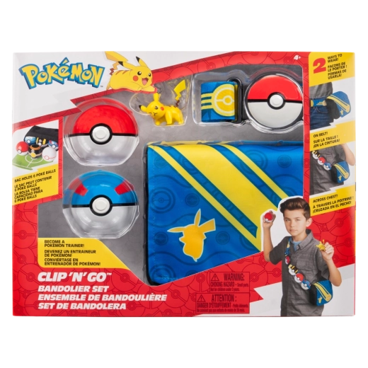 Pokémon Clip ‘N’ Go – set d’entraîneur avec Pikachu – ceinture, 2 Poké Balls et étui