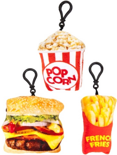 Porte-clés en peluche fast-food avec clip 10 cm - 1 pièce