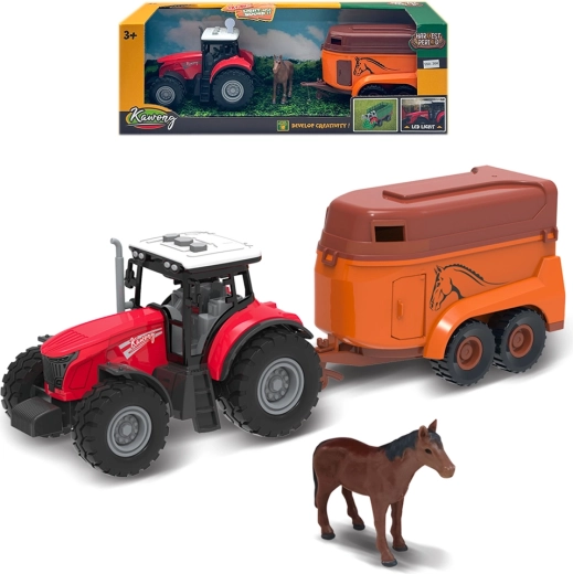 Tracteur de ferme avec remorque pour cheval avec lumières et sons