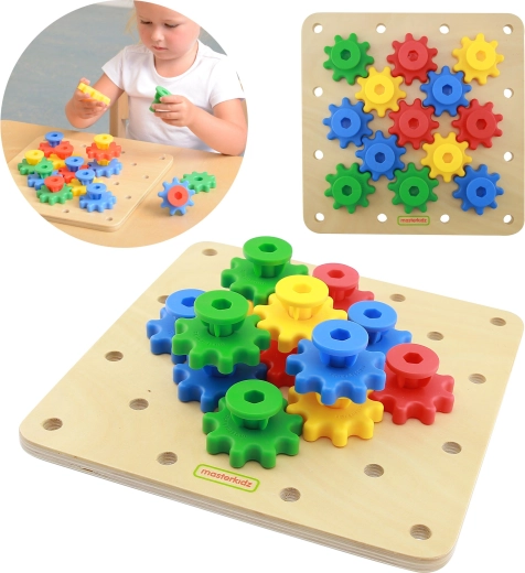 Planche Montessori en bois Masterkidz avec engrenages