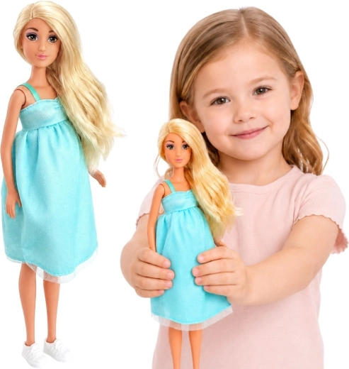 Poupée enceinte Lily Woopie Royal avec bébé en robe bleue
