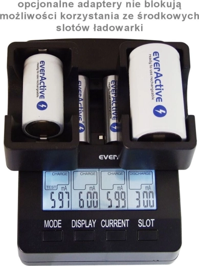 Chargeur intelligent EVERACTIVE NC-3000 pour AA/AAA avec prise en charge C/D (avec adaptateur)