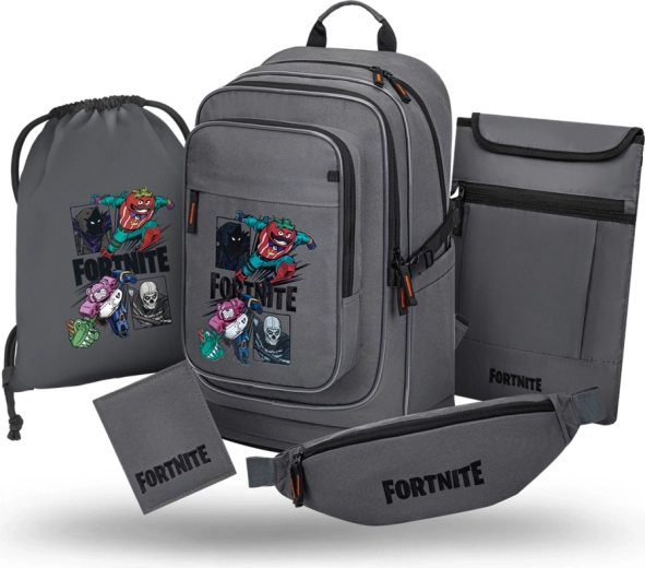Set scolaire Baagl 5 pièces Cubic Fortnite Squad (sac à dos, sac, banane, housse pour ordinateur portable, portefeuille) GRS