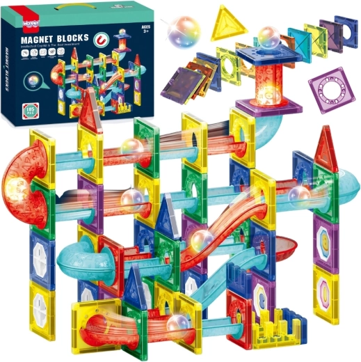 Woopie jeu de construction magnétique 3D circuit à billes, 105 pièces