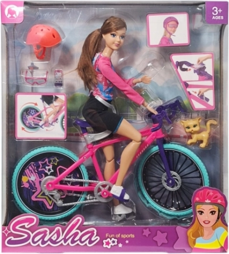 Poupée à vélo avec accessoires