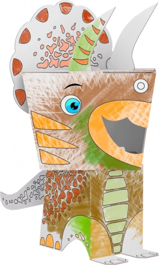 Puzzle 3D en papier à colorier – chat – Tricératops