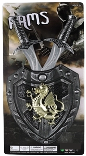 Armure de chevalier – ensemble avec bouclier et deux épées pour enfants