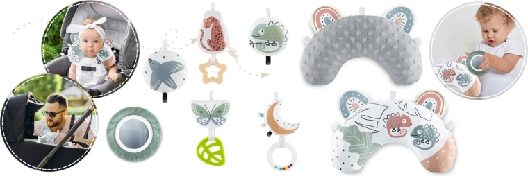 7 jouets sensoriels et coussin offert