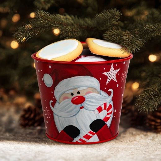 Cache-pot métallique de Noël Santa 13 × 11 cm