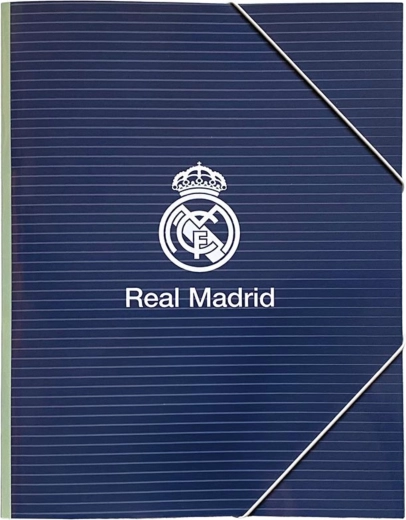 Chemise pour cahiers Real Madrid A4 avec élastique bleu foncé