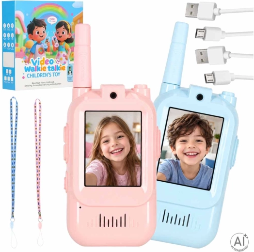 Talkies-walkies pour enfants avec appel vidéo, bleus et roses - 2 pièces