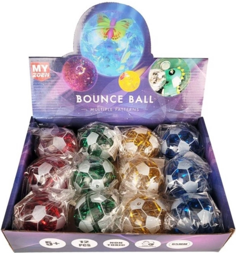 Balle rebondissante avec imprimé football, lumière et liquide 6,5 cm - 1 pièce