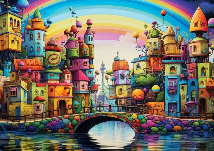 Puzzle Ville arc-en-ciel 1000 pièces