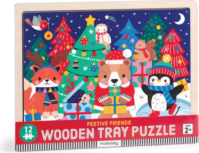 Puzzle en bois Mudpuppy Amis de Noël 12 pièces
