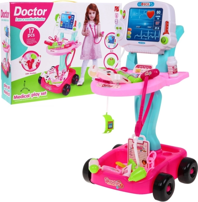 Chariot médical rose pour enfants