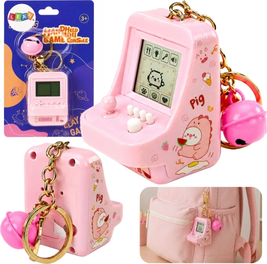 Jeu électronique de poche Tetris rose avec porte-clés