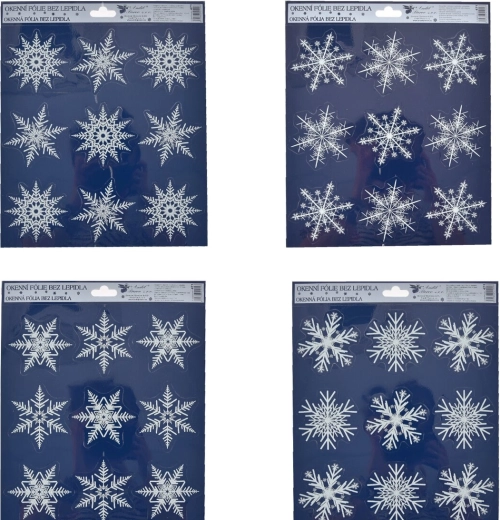 Film décoratif pour fenêtres avec flocons pailletés 24 × 27 cm (4 variantes)