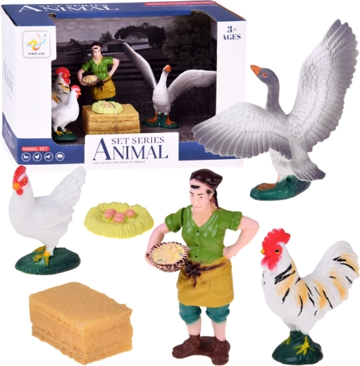 Set de figurines de ferme – fermière et volailles