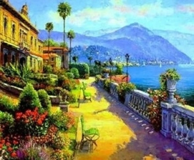 Norimpex Peinture par numéros ville avec vue sur les montagnes 40 × 50 cm