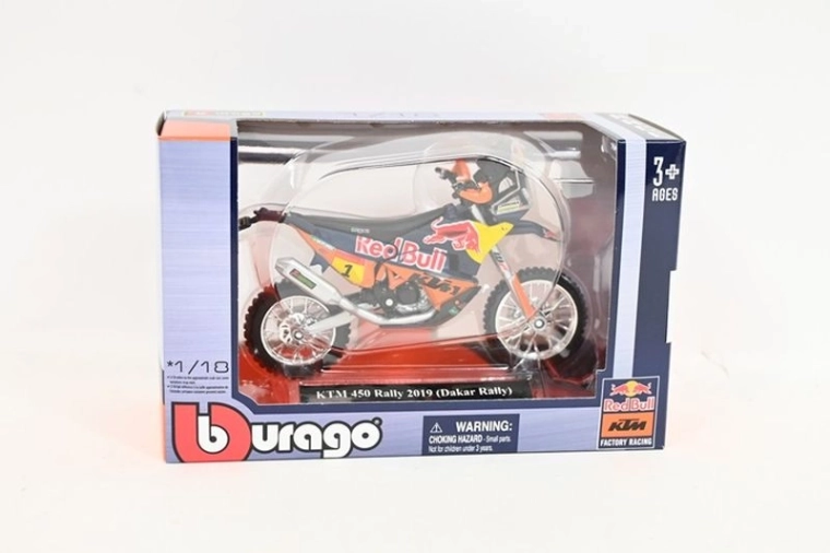 Bburago 1:18 Red Bull KTM 450 Rally Dakar 2019 (numéro de départ 1) – modèle de moto